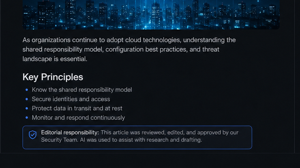 Footer line: 'Editorial responsibility for AI content: Publisher Name.'