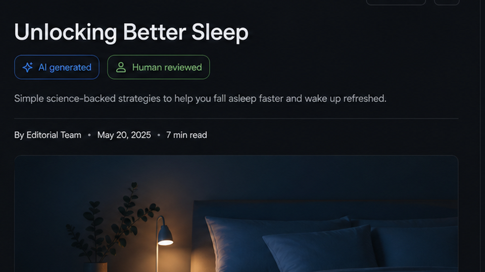 Byline area showing 'AI generated · Human reviewed'.